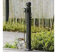 Columna de agua para exteriores con grifo, hidrante de jardín de aluminio anticongelante, soporte de manguera independiente para patio, con pistola de pulverización de alta presión y doble entrada