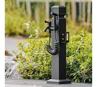 Columna de agua para exteriores con grifo, hidrante de jardín de aluminio anticongelante, soporte de manguera independiente para patio, con pistola de pulverización de alta presión y doble entrada