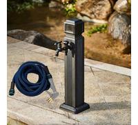 Columna de agua para exteriores con grifo y pistola pulverizadora, espiga de agua independiente a prueba de heladas, patio de entrada doble