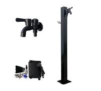 Columna de agua para exteriores, hidrante de jardín de acero inoxidable con doble grifo y pistola de pulverización, grifo de agua anticongelante, entrada lateral/inferior