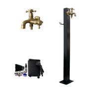 Columna de agua para exteriores, hidrante de jardín de acero inoxidable con doble grifo y pistola pulverizadora, grifo de agua anticongelante, entrada lateral/inferior