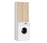 Columna de baño akord fin para empotrar la lavadora blanco 64 cm 2 puertas color roble sonoma mate 4 estantes 64x30x180 cm