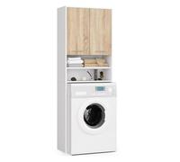 Columna de baño akord fin para empotrar la lavadora blanco 64 cm hueco 2 puertas color roble sonoma mate 4 estantes 64x30x180 cm