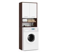 Columna de baño akord fin para empotrar la lavadora fin wengué 64 cm 2 puertas nicho frontal blanco 4 baldas 64x30x180 cm