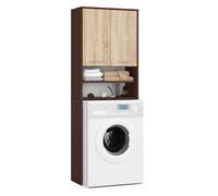 Columna de baño akord fin para empotrar lavadora wengué 64 cm hueco 2 puertas color roble sonoma mate 4 estantes 64x30x180 cm