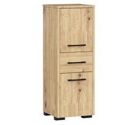AKORD | Columna de baño Fin 85 | 30x85x30 cm, Peso 25 kg | 2 Puertas y 1 Cajón | Mueble de Pared | Armario Cerrado en el Suelo | También Adecuado como Armario Colgante | Roble Artesanal