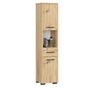 Columna de baño akord fin roble artisan 30 cm 2 puertas 1 cajón 5 estantes 30x30x140 cm
