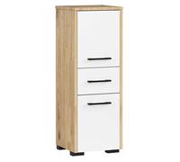 Columna de baño akord fin roble artisan 30 cm 2 puertas 1 cajón frente en color blanco 30x30x85 cm