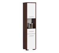 Columna de baño akord fin wenge 30 cm 2 puertas 1 cajón frente en color blanco 5 estantes 30x30x140 cm