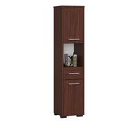 Columna de baño akord fin wenge 30 cm 2 puertas 1 cajón frente en color wenge 5 estantes 30x30x140 cm