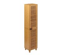 Columna de baño con patas sicela en color marrón estilo natural de bambú con 2 puertas y espacio de almacenamiento interno 33x168x28 cm