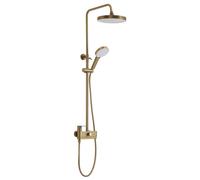 Columna de ducha con grifo de palanca, cabezal de ducha giratorio y acabado en dorado mate