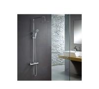 Columna de ducha con grifo termostático de diseño moderno con un acabado cromado Londres de Imex - Plateado / Latón / Imex