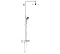 Columna de ducha con grifo termostático grohe vitalio joy cromo brillo rociador 18 cm redondo barra extensible sistema antical con ahorro de agua cuerpo frío antiquemaduras