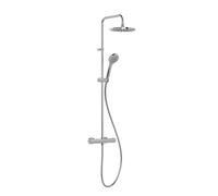 Columna de ducha con grifo termostático y ducha de mano en latón y ABS cromado Base Plus TRES