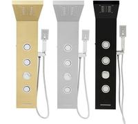 Columna de ducha con iluminación LED - Panel de ducha de acero inoxidable dorado - Montaje en pared - Conexión de tubería G1/2