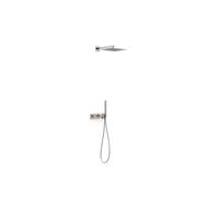 Columna de ducha con teleducha y grifo termostático con volante rectangular acabado acero B-SYSTEM TRES