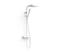 Columna de ducha con teleducha y grifo termostático, cuadrada, acabado blanco mate BASE PLUS TRES