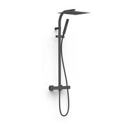 Columna de ducha cuadrada con grifo termostático y teleducha acabado negro mate BASE PLUS TRES