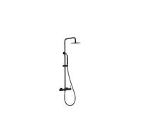 Columna de ducha extensible con grifo monomando en latón y acero inoxidable en negro mate Palancia de Valaz - 20 cm