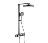 columna de ducha exterior para pared Interruptor de Perilla gris Pistola | grifo ducha de pared monomando con manguera y alcachofa Función 3+1, rociador de ducha 32.5cm redondo