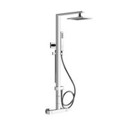 Columna de ducha Gessi Rettangolo con termostato de superficie, altura 1060 mm, desviador automático, ducha superior 216x140 mm y teleducha, 23451031, Color: cromado