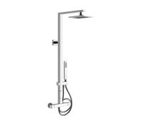 Columna de ducha Gessi Rettangolo con termostato de superficie, desviador automático, altura 106 cm, con ducha superior 216x140 mm y teleducha, 23447031, Color: cromado