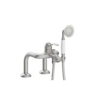 Columna de ducha monomando para borde de bañera con ducha de mano soporte y flexo en acero Tres Clasic tres
