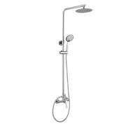 Columna de ducha monomando redonda modelo SIO tubo redondo extensible regulable en altura de 80 a 120 cm. Ducha de mano para hidromasaje y rociador redondos. Recambios garantizados