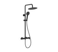 Columna de Ducha Monomando Regulable en Altura para Pared con Rociador Circular de Vega 31x97cm Negro Mate Roca
