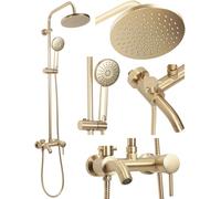 Columna de ducha Rea Luis Gold Brush Sistema de ducha de latón para baño (dorado)