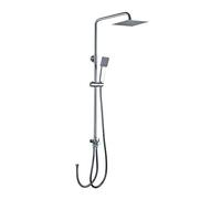 Columna de ducha SIN GRIFERÍA extensible de 80 a 120 cm AZ. Se conecta a grifos de ducha estandar. Incluye desviador, 2 flexos de 60cm y 175cm, ducha de mano y rociador superior con diseño cuadrado