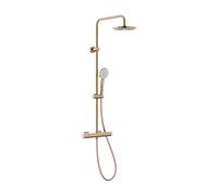 Columna de Ducha Termostática con Teleducha y Rociador Circular Oro Rosa Round Roca