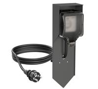 ledscom.de Columna con Toma de Corriente para jardín POXO con estaca, Cable de 5 m, IP65, 1 Toma
