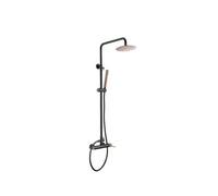 Columna de pared para ducha empotrada de diseño moderno en color negro mate y oro rosa stick Milos de Imex - Negro / Latón / Imex