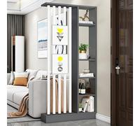Columna Divisoria Independiente con Estantes - Biombo Moderno de Madera con Almacenamiento para Entrada y Pasillo, Separador de Ambientes del Suelo al Techo, Montaje Fácil(Gray+White,80cm)