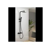 Columna termostática de ducha para pared con un diseño moderno de acabado negro mate Vigo de Imex - Negro / Latón / Imex