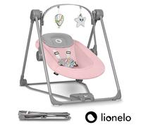 Lionelo Columpio portátil Otto – hasta 9 kg, 5 velocidades, cinturones de seguridad, arco de juguetes ajustable (Rosa)