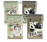 com 4x four® recipiente de metal, lata para té con tapa con cierre | contenedor de metal de estilo retro para alimentos - caja de almacenamiento [surtido variable]