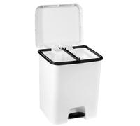 COM-FORT HOUSE Cubo de Basura Pedal Capacidad de 52 litros Cubo Reciclaje con Separación Color Blanco Cubo DUO
