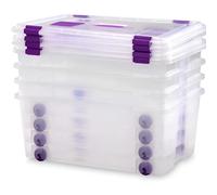 COM-FORT HOUSE - Pack 2 o 4 Cajas de Almacenaje Caja de Plástico Transparente Caja Robusta Capacidad 62L