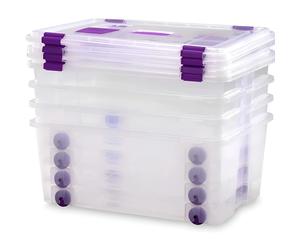 COM-FORT HOUSE - Pack 2 o 4 Cajas de Almacenaje Caja de Plástico Transparente Caja Robusta Capacidad 62L