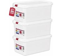 COM-FORT HOUSE Tupper Hermético Rectangular 6,5 L Aptos Microondas, Lavavajillas y Congelador, Color Blanco - Uso profesional en restaurantes y hostelería