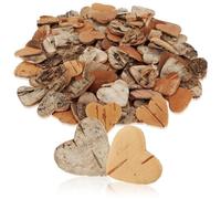 COM-FOUR® 100 piezas Juego de decoración de dispersión de corazones | confeti de madera de abedul - accesorios para proyectos de bricolaje
