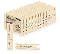 com-four® 120x Pinzas de bambú, Pinzas de Madera, sostenibles | pinzas para colgar la ropa - 7 cm