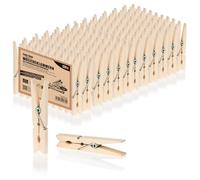 com-four® 120x Pinzas de Madera de Abedul Natural | Pinzas de madera sin tratar para tender ropa, manualidades y decoración, uso versátil en el hogar