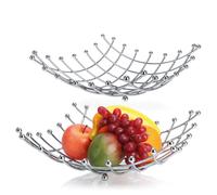 com-four®: 2 cestos para fruta de acero inoxidable cromado, cesto para fruta de 32x30 cm, frutero