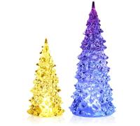 COM-FOUR® 2 Piezas Juego de árbol de Navidad Decorativo Hecho de acrílico | Luz Ambiental para Navidad - Árbol de Navidad a Pilas con Cambio de Color