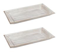 COM-FOUR® 2 Piezas Juego de bandejas de Madera, Bandeja de Madera Vintage | bandeja para servir con aspecto rústico - cuenco decorativo grande - llavero