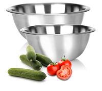 COM-FOUR® 2 piezas Juego de tazones de mezcla acero inoxidable | Tazón de cocina multifuncional - Tazón de metal plateado en diferentes tamaños